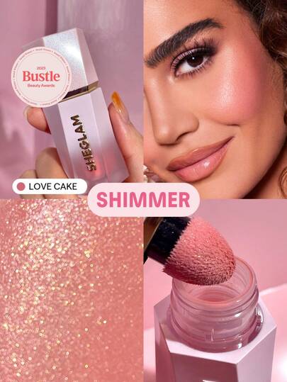 SHEGLAM Color Bloom Dayglow Liquid Blush Shimmer Finish-Love Cake Glowing Gel Cream Blush Long Lasting Non-Fading Highly Pigmented Lightweight Long Wear Smooth Blusher Pink Brown Blush Rare Brand Beauty Makeup Face Paint Cosmetic For Women Girls Perfect For Fall Winter Ideal For Y2K Fancy Fashion Suitable For Birthday Christmas Present Party Ready Best Color