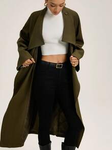 Aveloria New Korean Style Casual High-End Cinched Waist Long Trench Coat Fall Winter Cloth For Women