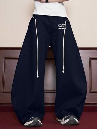 Street Life Men's Letter Print Loose Fit Casual Sweatpants