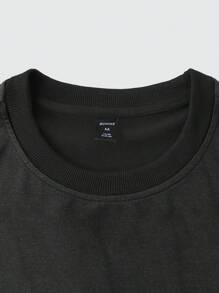 ROMWE MEN Street Life Casual Personalized Fashion Eye Printed Men's Round Neck Short Sleeve T-Shirt - Black - View 4