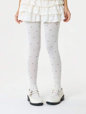 Kawaii 1 pezzo Calze a rete alla moda con pois bianchi per donne, leggings estivi, collant/calze/calzini