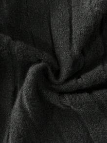 Franclia 秋冬时尚女装纯黑色拼接黑白条纹收腰纽扣长袖条纹领T恤，秋冬万圣节外出上衣 - 黑色 - 查看 6