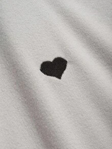 FRIFUL 女士愛心刺繡花邊中空袖立領上衣 - 灰色 - 查看 3