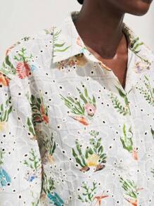 Maija Áo kiểu nữ casual in họa tiết rỗng thêu toàn thân, áo đi nghỉ mát, áo đi biển, áo nữ đi chơi, áo sơ mi cài nút, áo nữ dễ thương, áo nữ hài hước, áo nữ dễ thương, áo nữ Kawaii, áo đi nghỉ mát, áo nữ đi chơi, áo sơ mi cài nút, áo nữ phong cách Boho, áo nữ phong cách Bohemian. - màu xanh lá - Xem 7