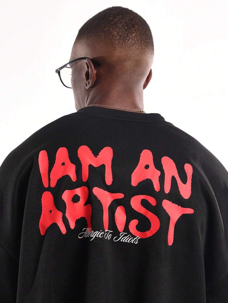 Felpa oversize con stampa di testo gotico