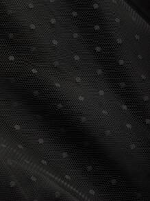 FRIFUL Swiss Dot Elastic Waist A-Line Skirt - Black - View 4