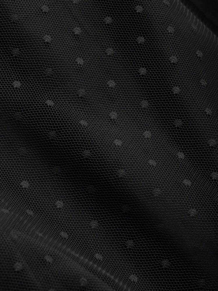 FRIFUL Falda evasé con cintura elástica y estampado de lunares suizos - Negro - Añade 4