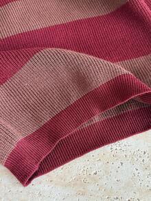 SHEIN LMoss Kids Young Boys' Casual Fitted Long Sleeve Knit Sweater, Vintage College Style Pullover Top, Suitable For Autumn/Winter, Commute, School, Home, Casual, Street, Party, Outdoor Play Red Sweater Kids Striped Sweater Kids Brown Sweater Kids Fall - Multicolor - View 8