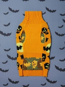 PETSIN 1 pièce Chandail doux et chaud pour chien avec motif mignon de squelette citrouille orange pour Halloween - Multicolore - Voir 4