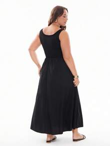 Solavibe Plus Size Women's Sleeveless Dress Black Women Dresses