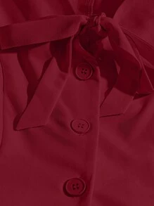 SHEIN Clasi Summer New Elegant Casual Fashion Bowknot Sleeveless Shirt & Pleated Short Skirt 2 Pieces Set For Women - Burgundy - View 4