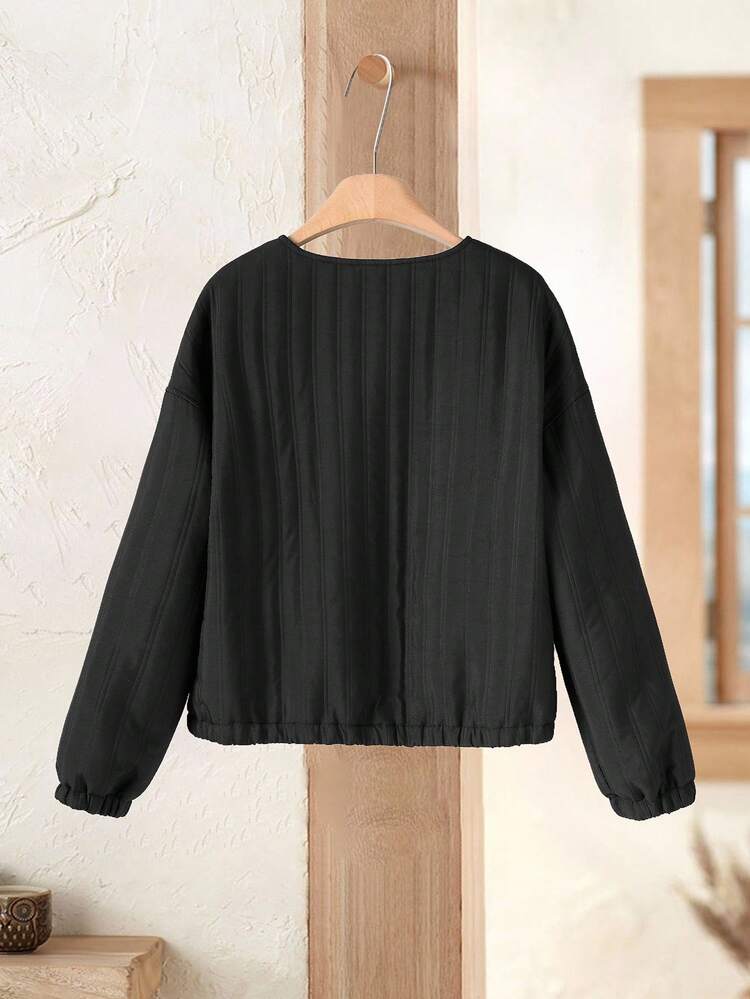 Women's Solid Color Zip-Up Collarless Padded Coat, Autumn/Winter Women Quilted Jacket Women Lightweight Jacket Women Black Jacket Zip Up Jacket Women Puffer Jacket Women Women's Winter Sweater Fall Women Clothes Fall Clothes For Women Autumn Clothes Fall Tops Women Winter Coat Women Winter Clothes For Women