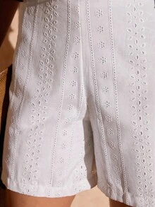 Bóhologie Women Eyelet Embroidery And Zipper Detailed Shorts - White - View 6