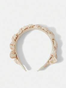 MOTF PREMIUM Diadema plisada con decoración de cuentas - Beis - Ver 6