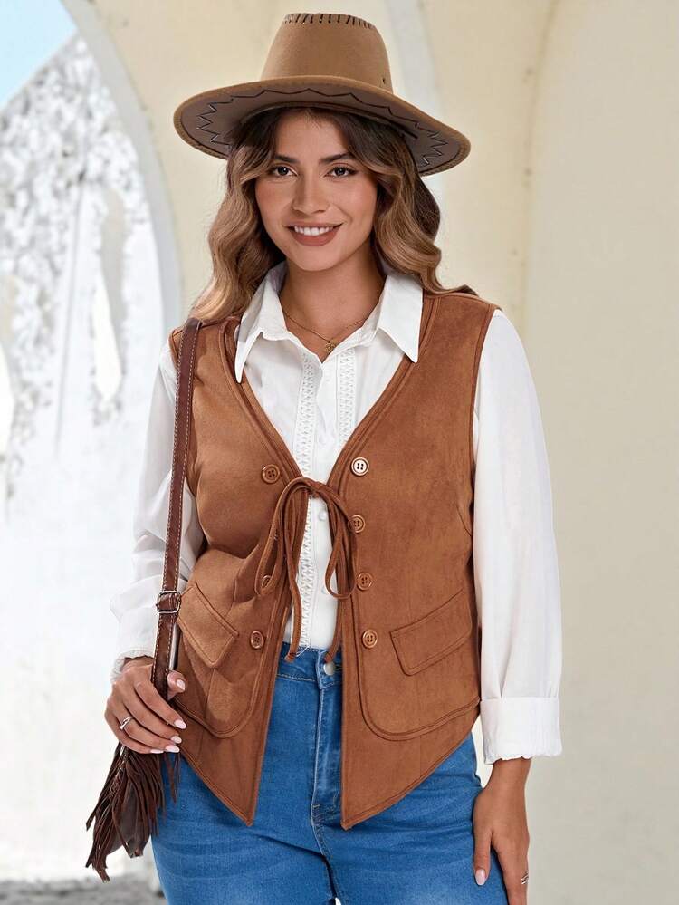 Damen Große Größen Country Lässig Weste Jacke, für Herbst, Western Weste, Herbst, Sommerurlaub, Urlaub Damen, einfach und modisch für den Alltag, Urlaubs-Vibes, Vintage Damen, Ausgeh-Oberteile Damen, Western Wear
