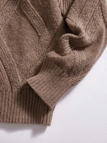 Tweenboy 休闲圣诞绿色纹理圆领毛衣，适合冬季、上学和旅行 - 棕色 - 查看 5