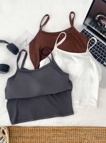 SHEIN 青少年款三件套合身吊带背心，黑白灰三色可选，百搭休闲的叠穿基础款 - 彩色 - 查看 3