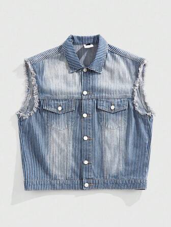 Street Life Gilet en jean sans manches style streetwear pour hommes