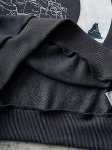 Discovery X SHEIN Tween Boy Streetwear Casual Pullover Hooded Long Sleeve Loose Knit Gray Sweatshirt