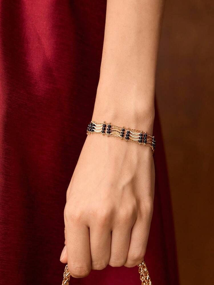 18K GOLD PLATED ELEGANT PEARL BRACELET FOR WOMEN