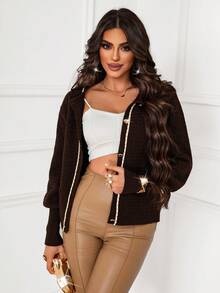 Xyvia 秋冬链条装饰羊腿袖开衫 咖啡色 - 咖啡棕 - 查看 7