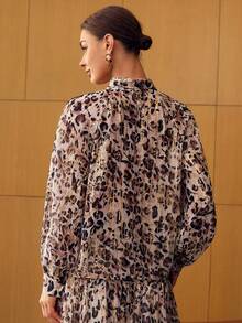 MOTF PREMIUM Áo sơ mi cổ thắt nơ họa tiết da báo - Nhiều màu - Xem 3