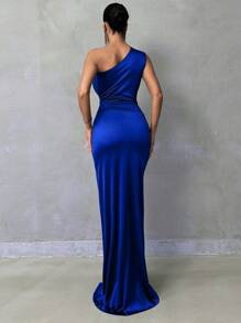 Vestido largo de fiesta elegante de tela de satén para mujer