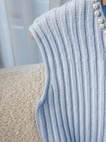 Franclia Women's Minimalist All-Match Versatile Pearl French Elegant Fashion Sweater Vest