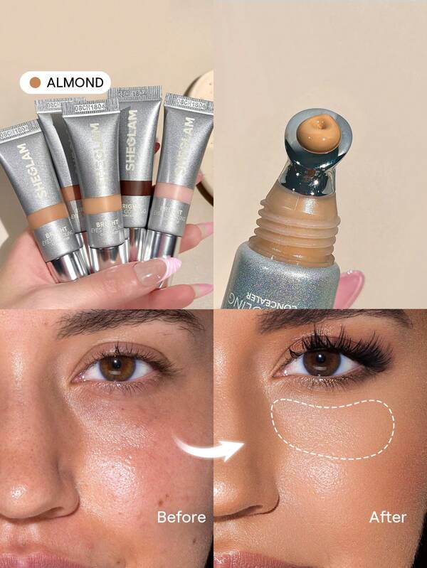 SHEGLAM خافي العيوب Bright Eyes Cooling-Almond Cooling Metal Applicator Matte Liquid Concealer-تغطية تدوم طويلاً-مصحح لون مشرق-خافي عيوب خفيف الوزن-مرطب للغاية-خافي عيوب حفل التخرج عيد ميلاد عطلة صيف خريف واي تو كيه أنيق أزياء نساء علامة تجارية مكياج مستحضرات تجميل الجمال حفلة شاطئ بحر سفر تخييم في الهواء الطلق مدرسة حرم جامعي رحلة مهرجانات ديكور هدية هدية وردة فتاة تنكر أفضل لون سحر أجواء