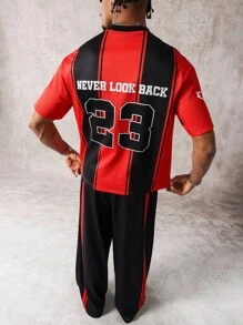 PAVTROS 男士休闲条纹印花T恤和裤子套装、男士球衣、男士运动服、男士棒球服、Y2K 男士球衣 - 彩色 - 查看 4