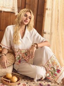 Lullawish Bohemian Bubble Crinkle Women Pajama Set - Multicolor - View 3