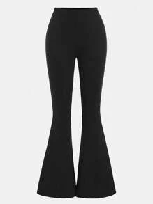 Girlism 少女三件套：卡其色格子长袖衬衫、黑色吊带短款上衣、喇叭裤、休闲运动校园装 - 卡其色 - 查看 5