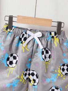 Young Boys' Casual Loose Vacation Style Football Graphic Swim Trunks
