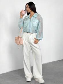 Feyla Veste utilitaire légère zippée avec rabat de poche, style décontracté chic de rue pour femmes. Idéale pour la rentrée, l'automne, le travail