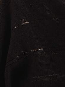 Chiquease 女式长袖镂空超长毛衣裙，性感低领，秋冬 - 黑色 - 查看 7