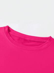 EMERY ROSE Pink Bow Print And Strawberry Print Summer Women's Round-Neck T-Shirts - Hot Pink - View 5