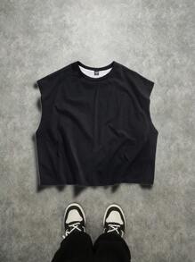 Manfinity LEGND Men's Casual Sleeveless Top With Graphic Print, Summer - Black - View 5