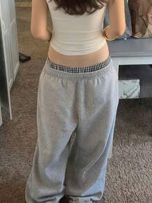 SHEIN Women's Drawstring Waist Wide Leg Loose Casual Sweatpants Fall Cloth For Women