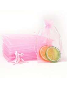 50pcs Organza Gift Bags With Drawstring Cord For Jewelry, Candy, Wedding, Party - Pink - View 1