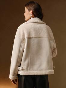 Anewsta 女士时尚宽松外套，秋冬款 - 白色 - 查看 5