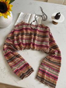 Comfortcana Áo thun kẻ sọc ngắn tay thường ngày cỡ lớn cho nữ - Nhiều màu - Xem 7