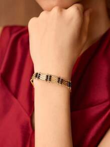 MOTF PREMIUM 18K GOLD PLATED ELEGANT PEARL BRACELET FOR WOMEN - Yellow Gold - View 6