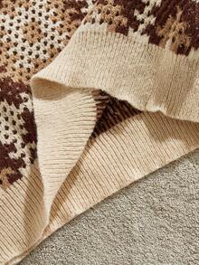 EASEVO Áo len chui đầu tay dài dáng rộng đa năng thời trang thường ngày dành cho nam cỡ lớn, mùa thu đông - Màu Khaki - Xem 5