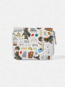 HARRY POTTER X SHEIN 1 件卡通人物图案和猫头鹰设计简约拉链零钱包女士 - 彩色 - 查看 1