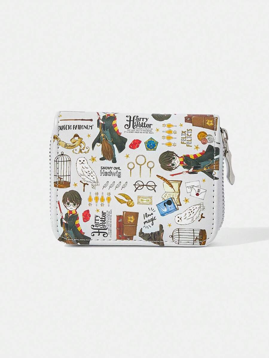 HARRY POTTER X SHEIN 1 件卡通人物图案和猫头鹰设计简约拉链零钱包女士 - 彩色 - 查看 1