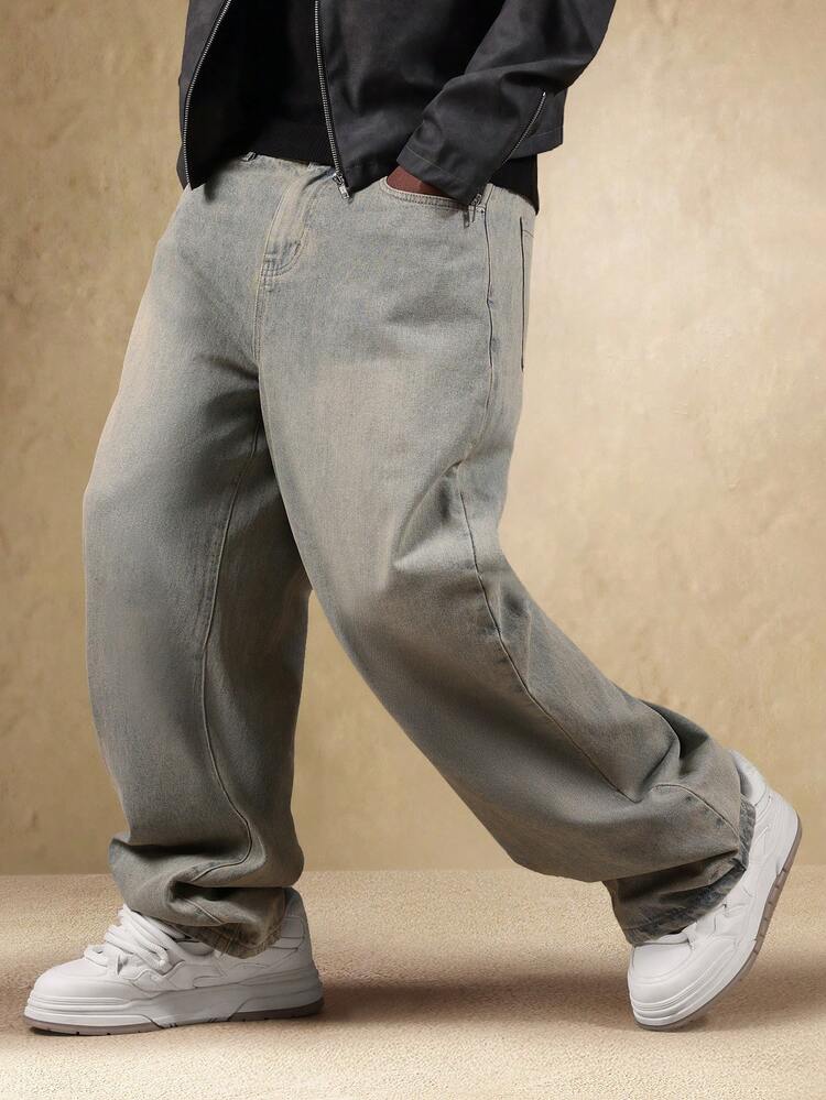 Wide Leg Baggy Denim Pants With Relaxed Fit
