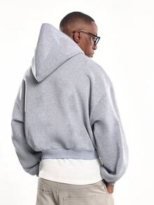 SUMWON Áo hoodie chui đầu cổ điển cao cấp dành cho sinh viên có thiết kế dây rút in họa tiết SUM cỡ lớn, mặc nhà thường ngày, dáng croptop, phong cách thu đông - Xám - Xem 3