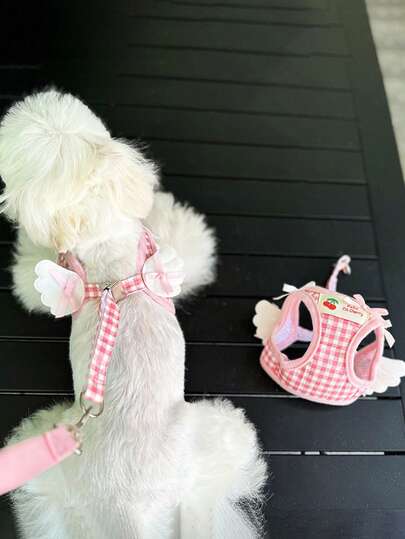 PETSIN 1 Small Wings Chest Harness Lead For Teddy, Bichon, Cat, Small Dog Home Walking Lead, Small Dog Outdoor Chest Harness, Dog Lead, Pet