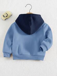 Cozy Pixies Felpa con cappuccio per neonato maschio con motivo a lettere e colore a contrasto