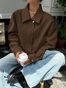 Muchica Giacca casual versatile marrone caffè da donna, autunnale